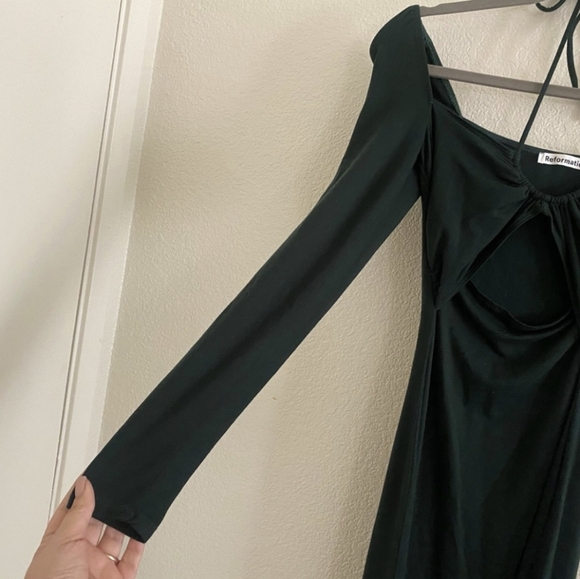 REFORMATION Alexei Dress Green Maxi Cut Out Medium - Picture 7 of 13